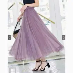 GRL ボリュームロングチュールスカートピンクM美品