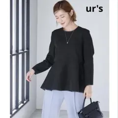 ur's パイピングペプラムトップス ブラック M 新品未使用