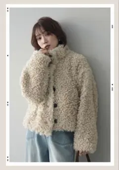 プードルファーミドルスタンドブルゾン　アイボリー　lumier リュミエ