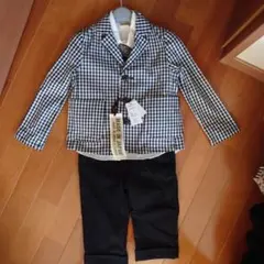 チェック柄スーツ（110cm）ネクタイ付き