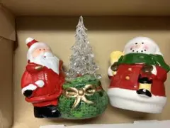 7色に光る★クリスマス飾り サンタとツリー 陶器製★送料込み
