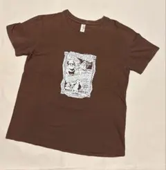 【値下げ】プリント 半袖 Tシャツ ブラウン 100%綿 M