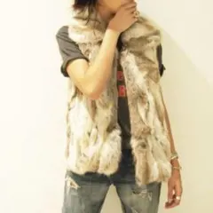 Ungrid アングリッド ラビットファー パッチワーク ファーベスト ジレ毛皮