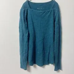 レディース ボーダー 長袖Tシャツ 青【M】