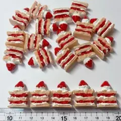 20個 苺のミルフィーユ ミニチュア ドールハウス カボション パーツ ケーキ