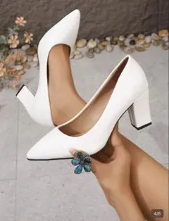 ホワイト ハイヒール　ブライダルシューズ