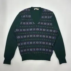スコットランド製 90s Glencroft フェアアイル柄 Vネックセーター