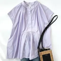 アーバンリサーチドアーズ DOORS フレンチスリーブギャザーブラウス 紫