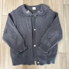 Cottoli カーディガン ハート柄 グレー 95cm