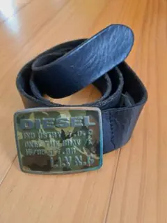 DIESEL ブラックレザーベルト メタルバックル