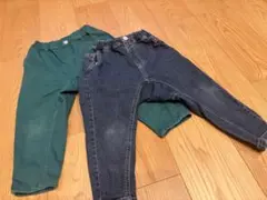 ブランシェス　緑•デニム　ボトムスセット