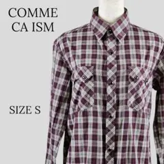 COMME CA ISM コムサイズム 長袖 シャツ パープル系 チェック Sのサムネイル