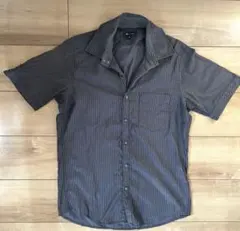 MALE & CO. ダークグレー ストライプ 半袖シャツ M メンズのサムネイル