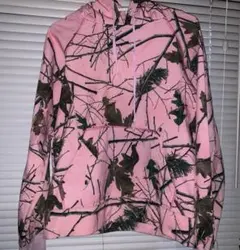 古着 itimi パーカー ピンク リアルツリー y2k カモ柄 迷彩 リーフ葉