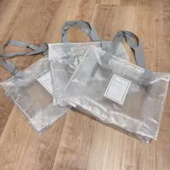 3COINS スリーコインズ クリアボックスバッグ L 3枚セット 収納