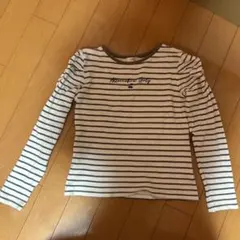 ALGY ストライプ長袖Tシャツ ホワイト×ブラウン ボーダー