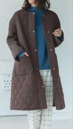 レプシム LEPSIM☆薄手 キルティングロングコート ダークブラウン 極美品