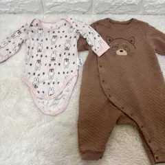 UNIQLO ミッフィー柄ロンパースとタヌキ柄カバーオールセット　70