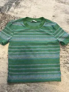 ZARA 緑系ストライプ柄半袖Tシャツ Sサイズ