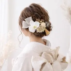 胡蝶蘭髪飾り 結婚式和装洋装 水引き ドライフラワーヘア飾り 成人式振袖 浴衣