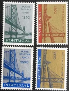 外国切手 ポルトガル/1966年 サラザール橋開通記念 4種完