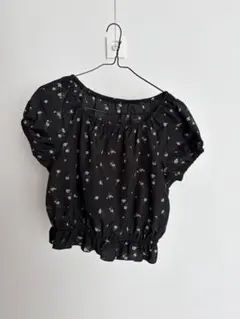 花柄オフショルダーブラウス 黒 フリーサイズ