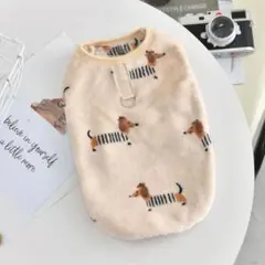 【送料無料】 サイズM 犬服 ドッグウェア ダックスフンド柄 あったかい秋冬服