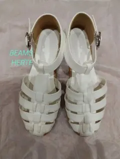 BEAMS HEART ホワイト グルカサンダル　ストラップ