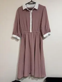 ピンク シャツワンピース M