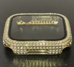 ゴールド0★Apple Watch 保護カバー パヴェglassケース キラキラ