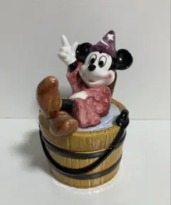 美品】ディズニー ミッキー＆ミニー 木彫り調 小物入れ りんご 平成 