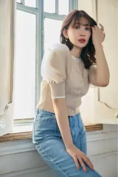お値下げ中 Organdy Volume Sleeve Knit Top メルカリ