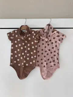 双子ベビーロンパース(ヘアバンド付き)2着セット