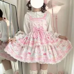 ロリータ ワンピース ジャンパースカート ピンク 甘ロリ ゆめかわいい