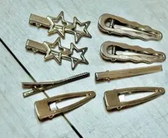 【新品・まとめ売り】ヘアクリップ 8点セット　シルバー　星型・シンプルデザイン