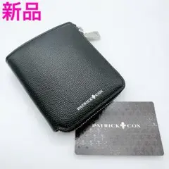 PATRICK COX L字ジップ 二つ折り財布 黒 新品 レザー×エナメル