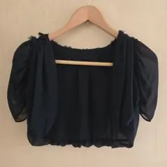 シフォン素材 半袖ボレロ ブラックのサムネイル