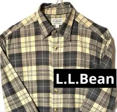 L.L.Bean S M 長袖 タータンチェック グレー アウトドア シャツ
