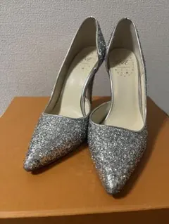 R&E シルバー グリッター ハイヒール パンプス