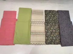カジュアル 着物 単衣 袷　まとめ売り　5枚　リメイク 和服のサムネイル