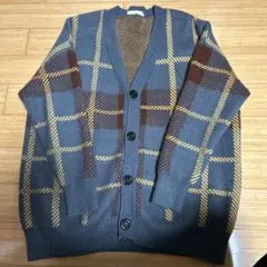 チェック柄 Vネックカーディガン