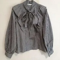 ギンガムチェック フリルシャツ 長袖 レディース