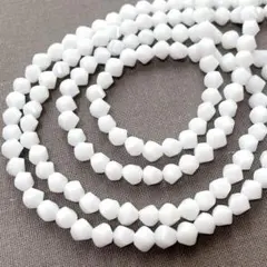 カ*エ様 bn375/ガラスビーズ◇多面カット　ホワイト　2連