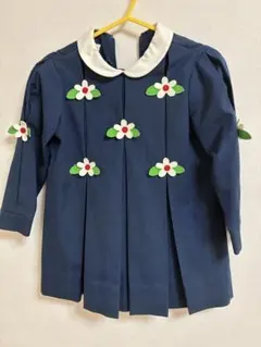 花付ネイビー フォーマルワンピース 100cm