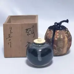 茶道具　瀬戸焼　大海茶入　仕覆・時代箱付　V　7308 瀬戸焼 茶入れ 仕覆付 合わせ箱 時代物|サムライオークション