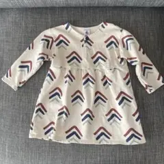 プチバトー　スウェットプリント長袖ワンピース　24m