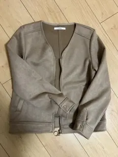 スエードジャケット ノーカラージャケット