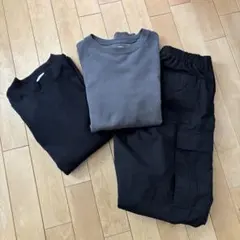 ユニクロ GU スウェット スーパーワイドカーゴパンツ モックネック長袖T