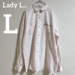 ✨輸入古着✨Lady L... 【L】ピンクストライプシャツ 大人可愛い