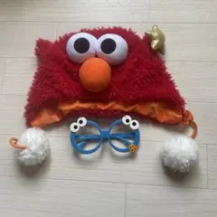 エルモ フリース帽子と眼鏡風小物